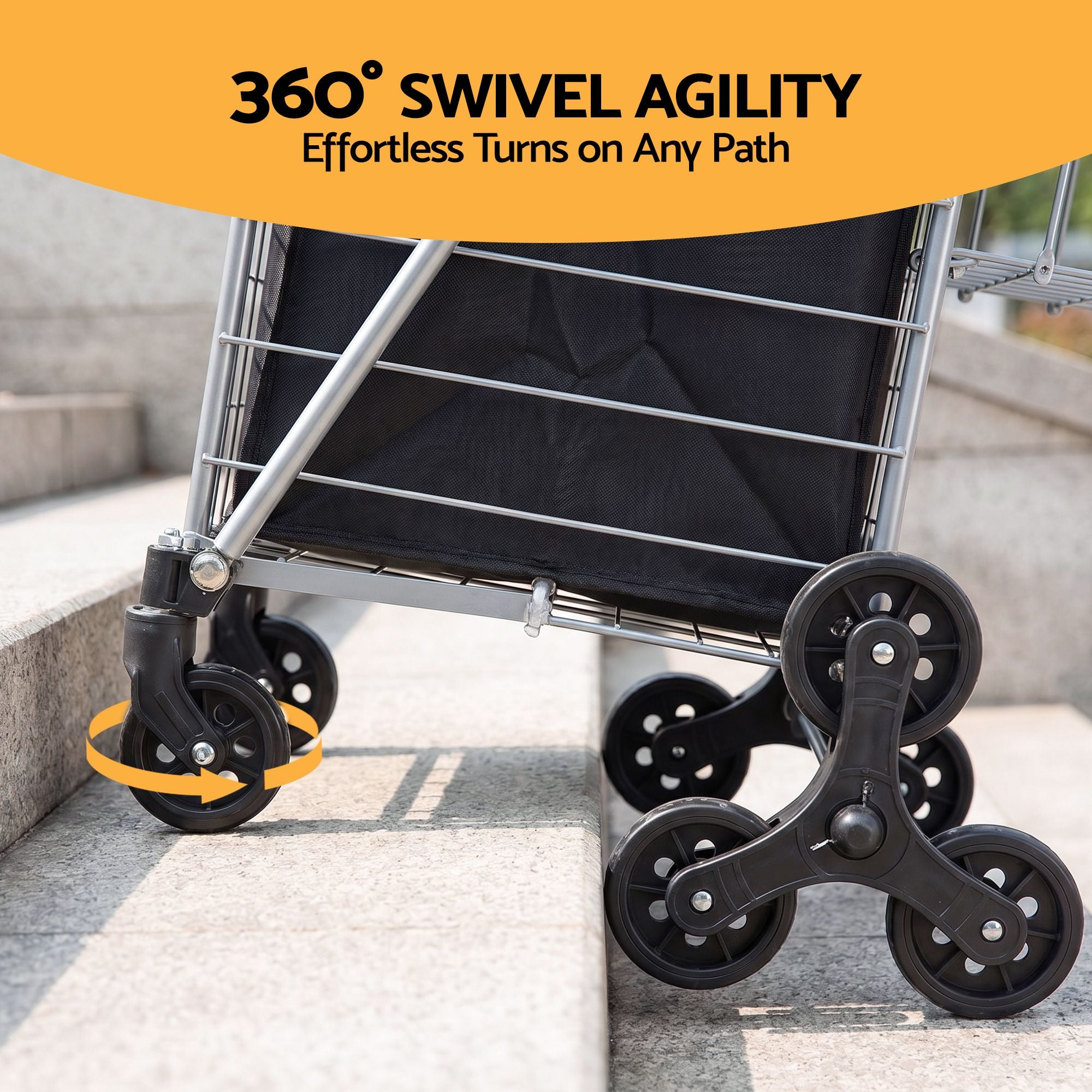 Folding Shopping Trolley – Aluminium Utility Cart 50kg, Silver