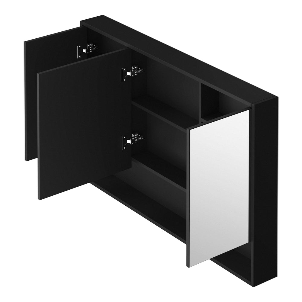 Bathroom Mirror Cabinet LED Wall Storage 1200x750mm Black