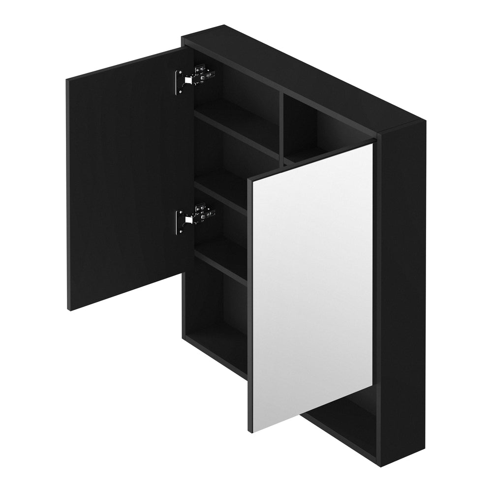 Bathroom Mirror Cabinet LED Wall Storage 750x750mm Black