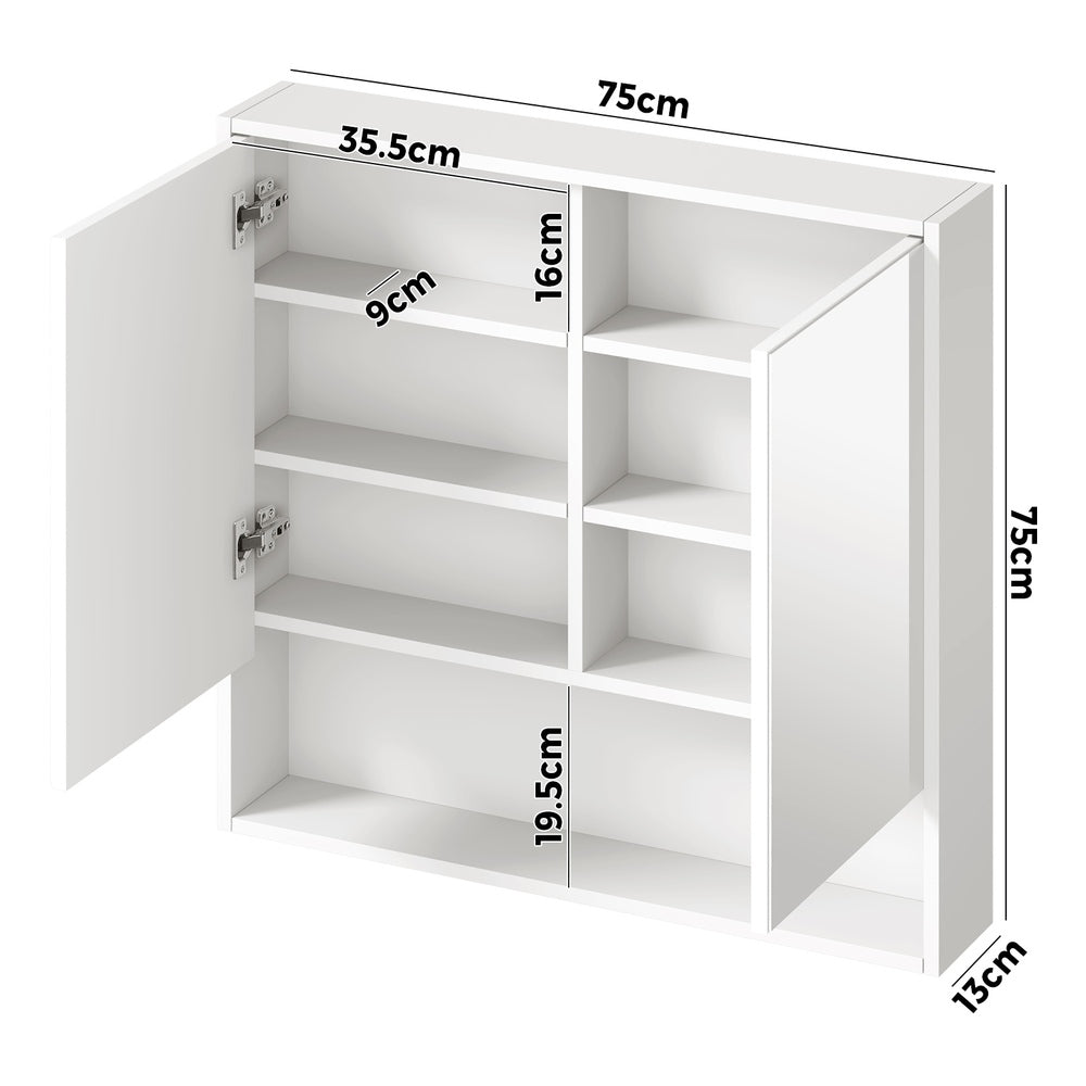 Bathroom Mirror Cabinet LED Wall Storage 750x750mm