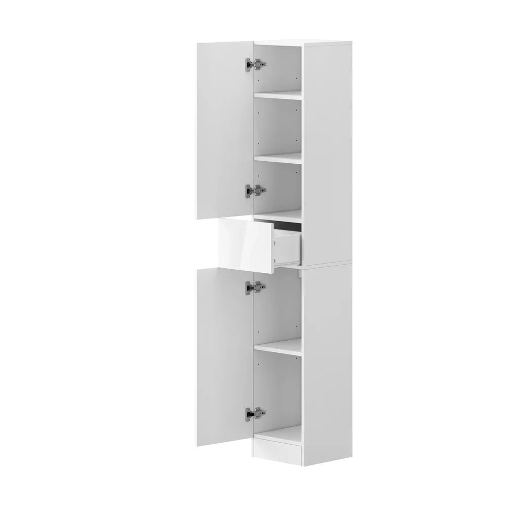 Tall Bathroom Cabinet Storage Slim Toilet Cupboard White