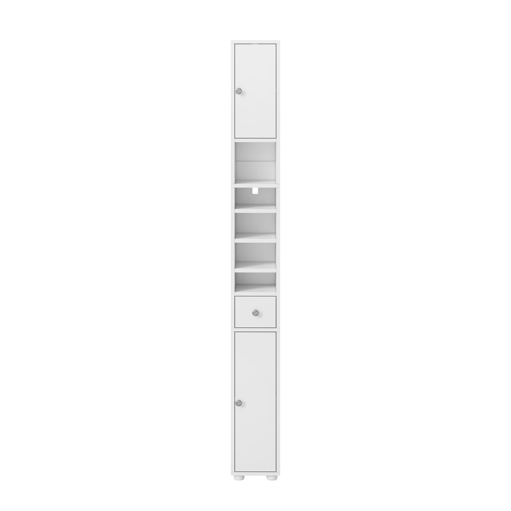 Tall Bathroom Storage Cabinet Shelf Drawer Cupboard White