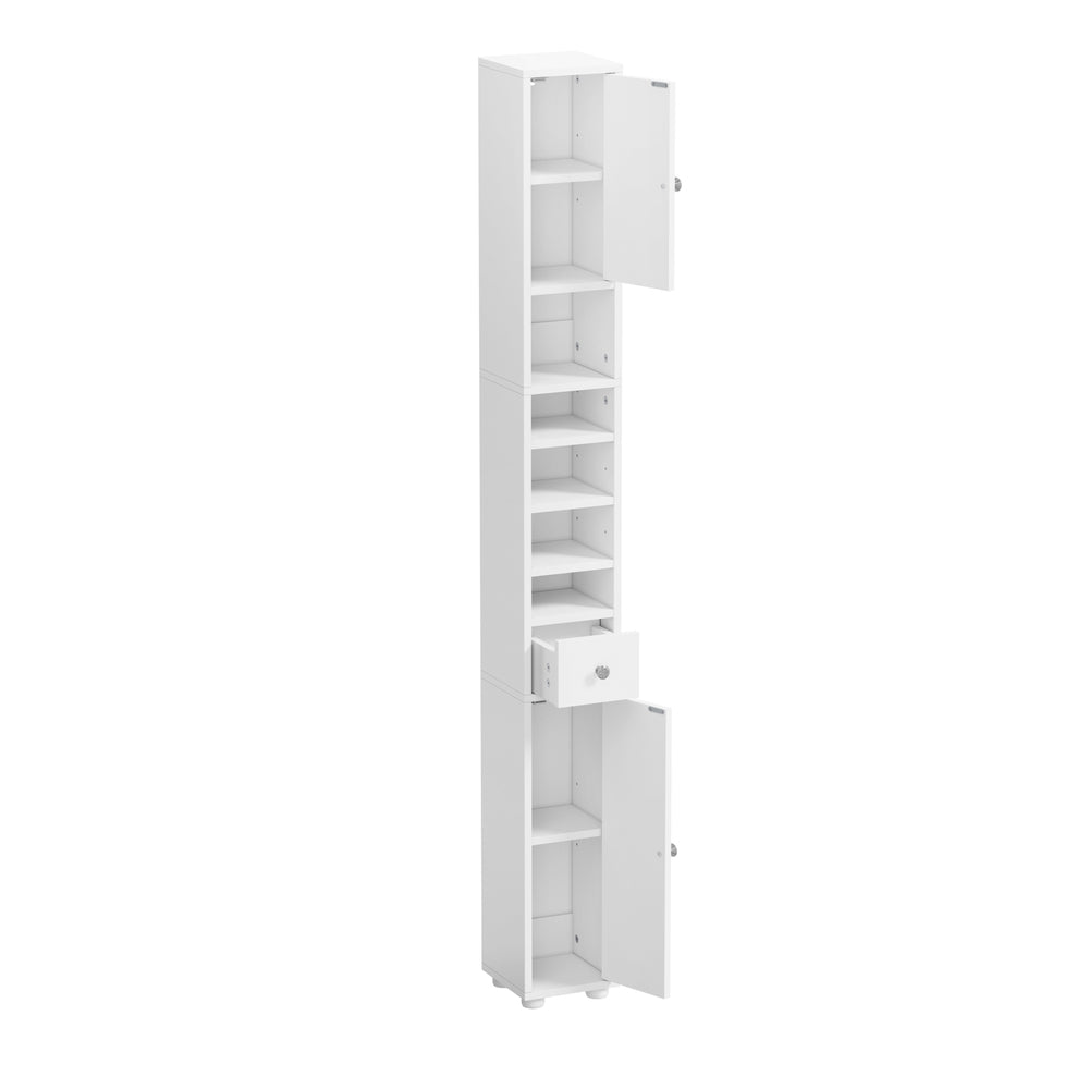 Tall Bathroom Storage Cabinet Shelf Drawer Cupboard White