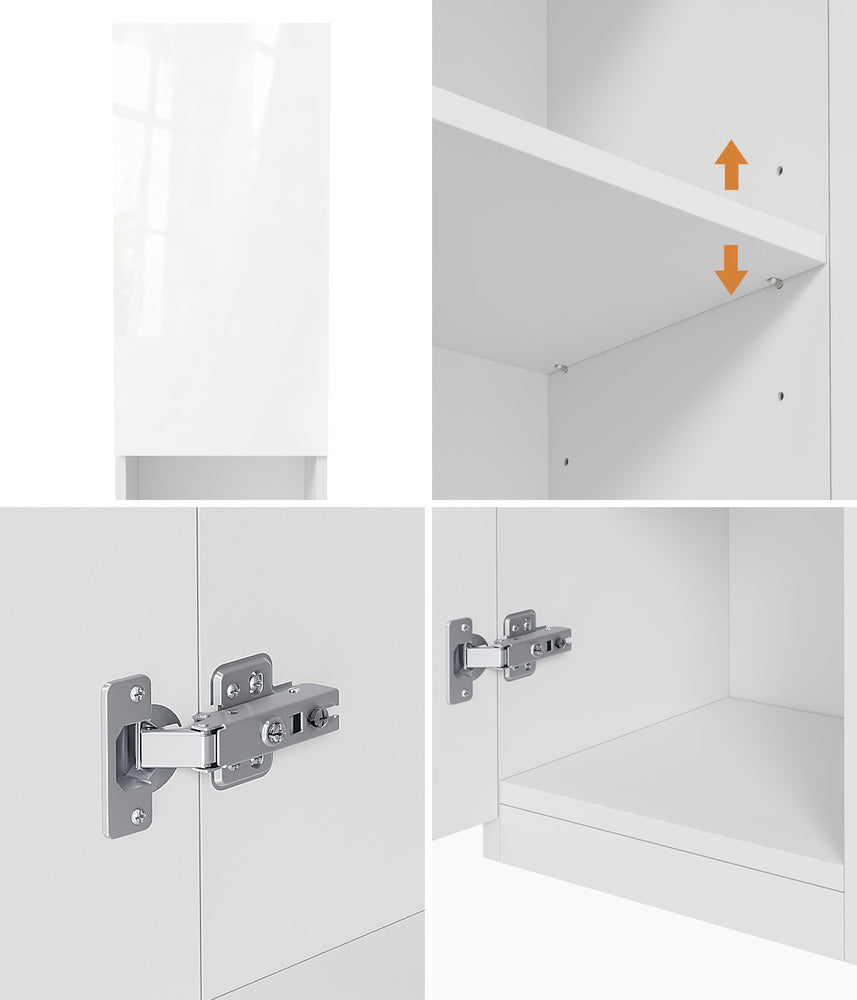 Bathroom Cabinet Storage High Gloss Cupboard Toilet White