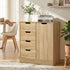Oikiture Storage Cabinet Buffet 4 Drawer Freestanding Cupboard Natural