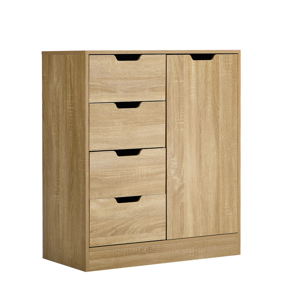 Storage Cabinet Buffet 4 Drawer Freestanding Cupboard Natural