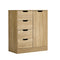Oikiture Storage Cabinet Buffet 4 Drawer Freestanding Cupboard Natural