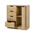 Oikiture Storage Cabinet Buffet 4 Drawer Freestanding Cupboard Natural