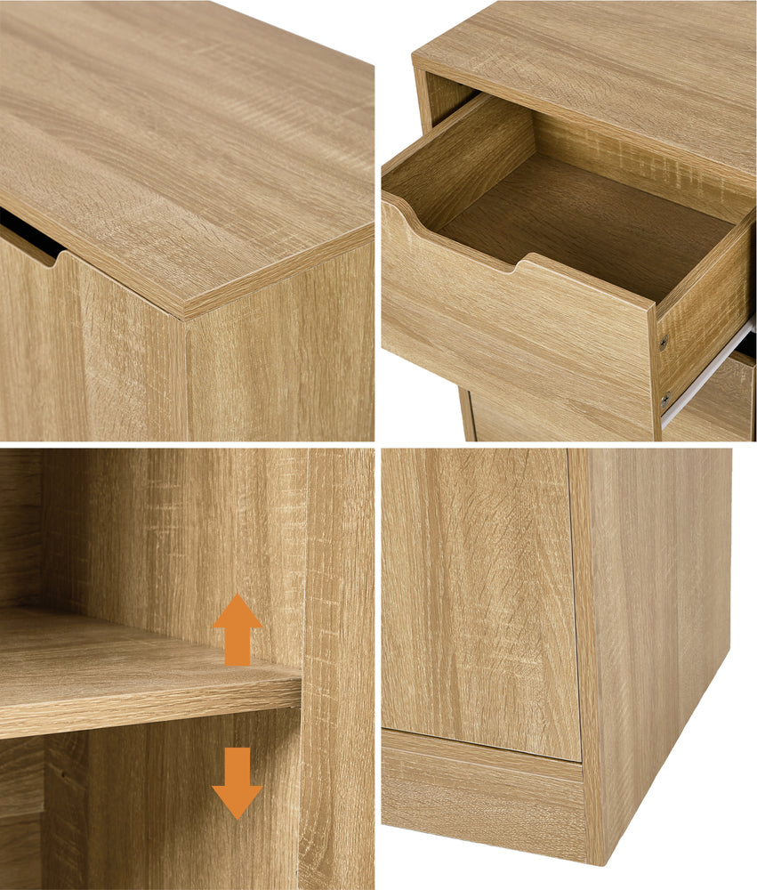 Oikiture Storage Cabinet Buffet 4 Drawer Freestanding Cupboard Natural