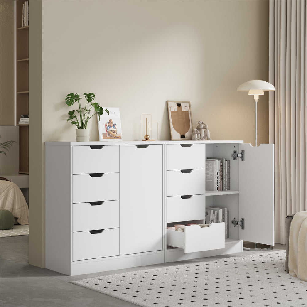 Storage Cabinet Buffet 4 Drawer Freestanding Cupboard White