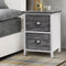 2x Bedside Table Set Vintage Nightstand Storage Drawers Grey