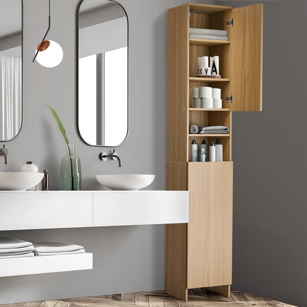 Bathroom Cabinet Storage Laundry Floor Cupboard Natural