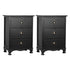 2x Bedside Table 3 Drawers Vintage - THYME Black
