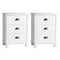 2x Bedside Table 3 Drawers Vintage - THYME White