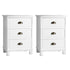 2x Bedside Table 3 Drawers Vintage - THYME White