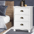 2x Bedside Table 3 Drawers Vintage - THYME White