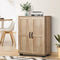 Oikiture 2 Door Storage Cabinet Natural Sideboard Buffet with Shelves