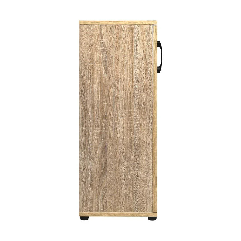 Oikiture Storage Cabinet 3 Shelves Freestanding Wooden
