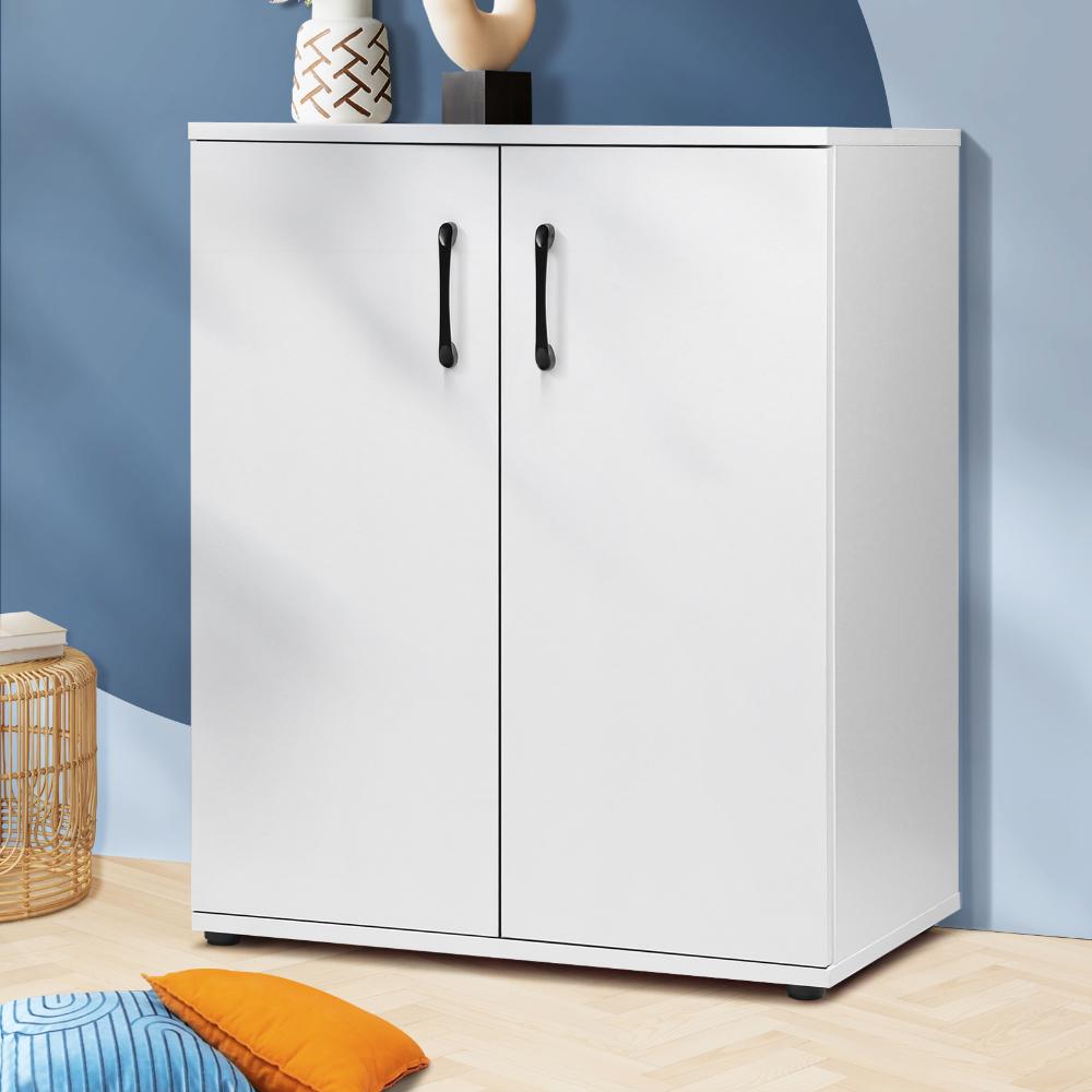 Storage Cabinet 3 Shelves Freestanding White
