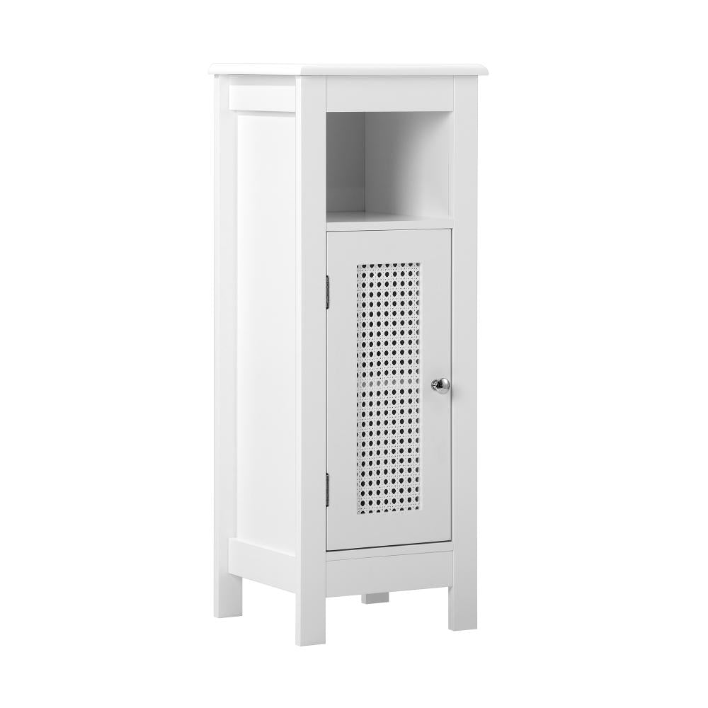 Bathroom Cabinet Slim Rattan Door White