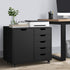 Filing Cabinet 1 Door 5 Drawer Mobile Office Storage Black