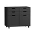 Filing Cabinet 2 Door 4 Drawer Mobile Office Storage Black