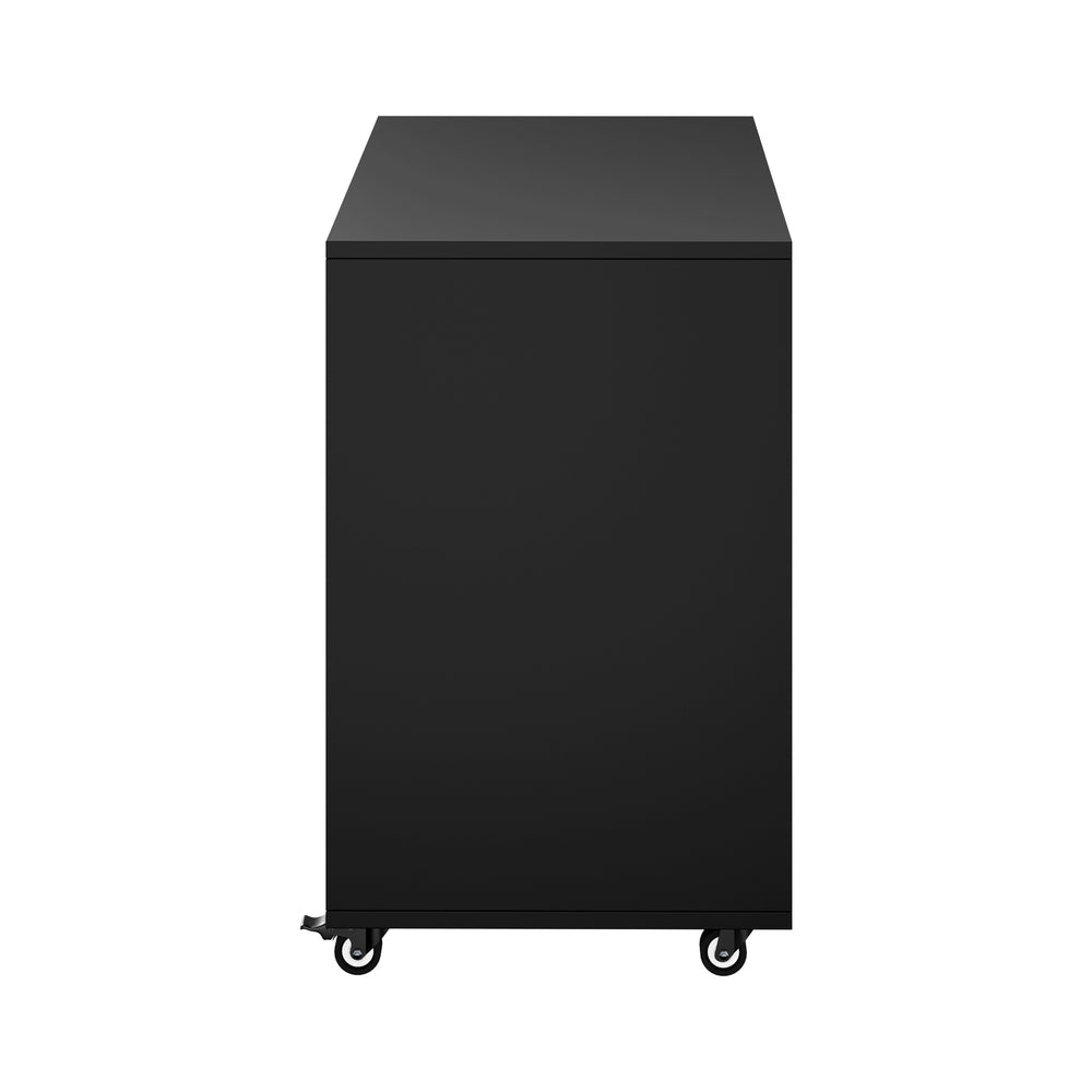 Filing Cabinet 2 Door 4 Drawer Mobile Office Storage Black