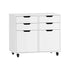 Filing Cabinet 2 Door 4 Drawer Mobile Office Storage White