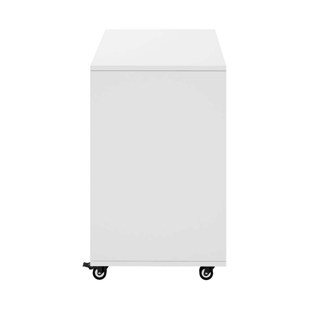 Filing Cabinet 2 Door 4 Drawer Mobile Office Storage White