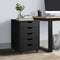 5 Drawer Mobile Filing Cabinet Storage Home Office Black