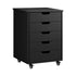 5 Drawer Mobile Filing Cabinet Storage Home Office Black