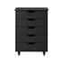 5 Drawer Mobile Filing Cabinet Storage Home Office Black