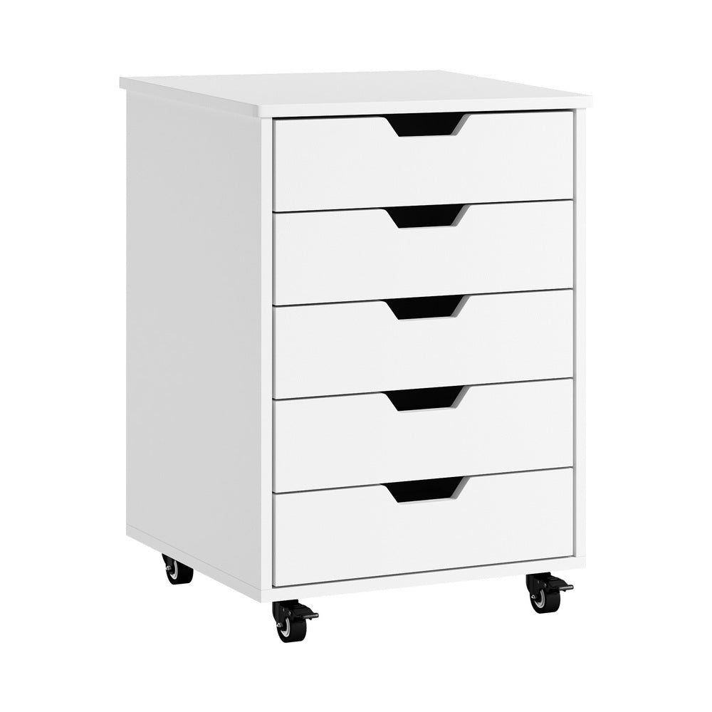 Oikiture 5 Drawer Mobile Filing Cabinet Storage Home Office White