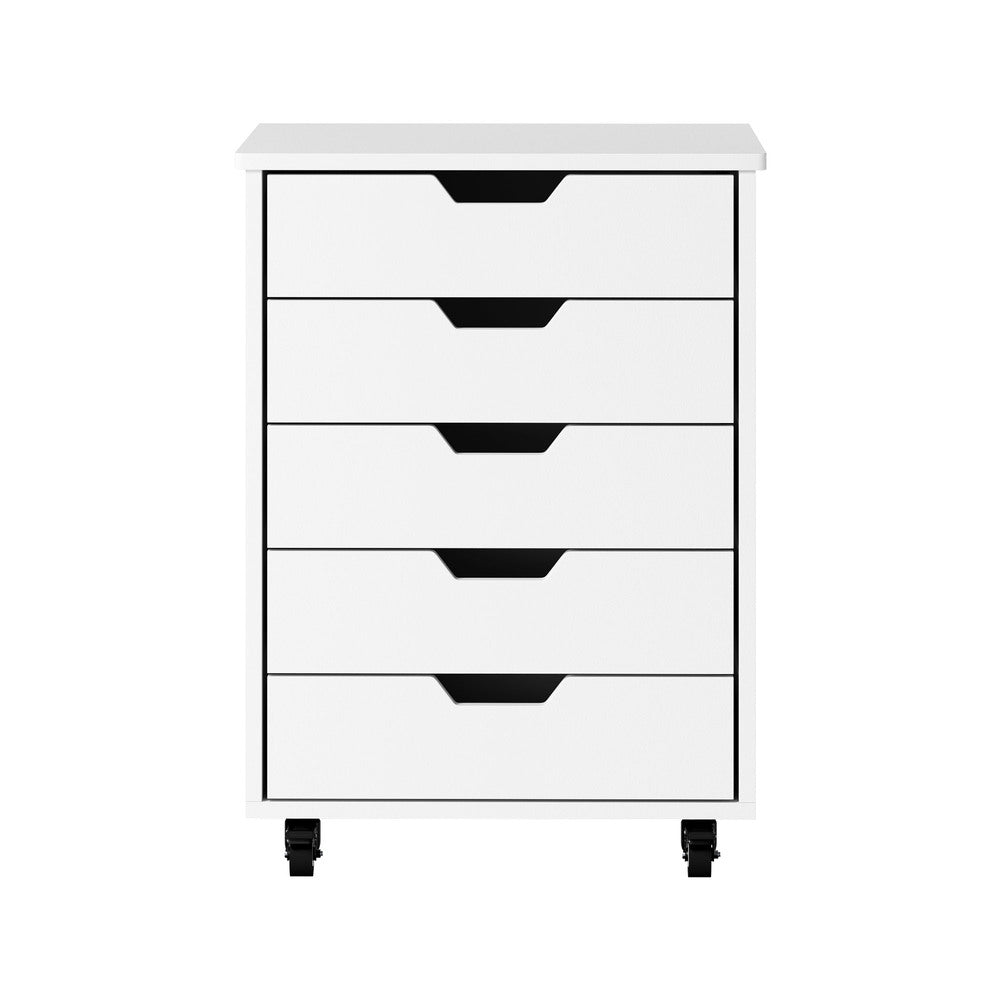 5 Drawer Mobile Filing Cabinet Storage Home Office White