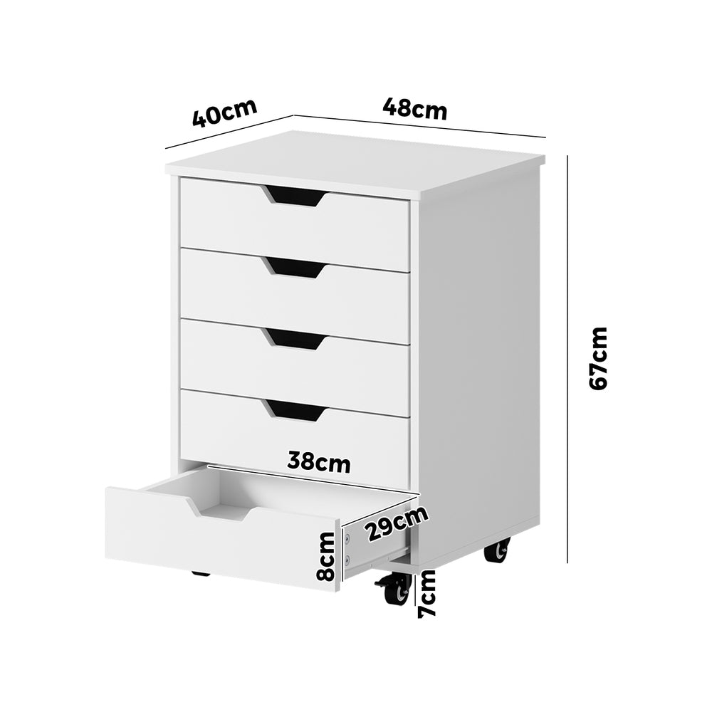 Oikiture 5 Drawer Mobile Filing Cabinet Storage Home Office White