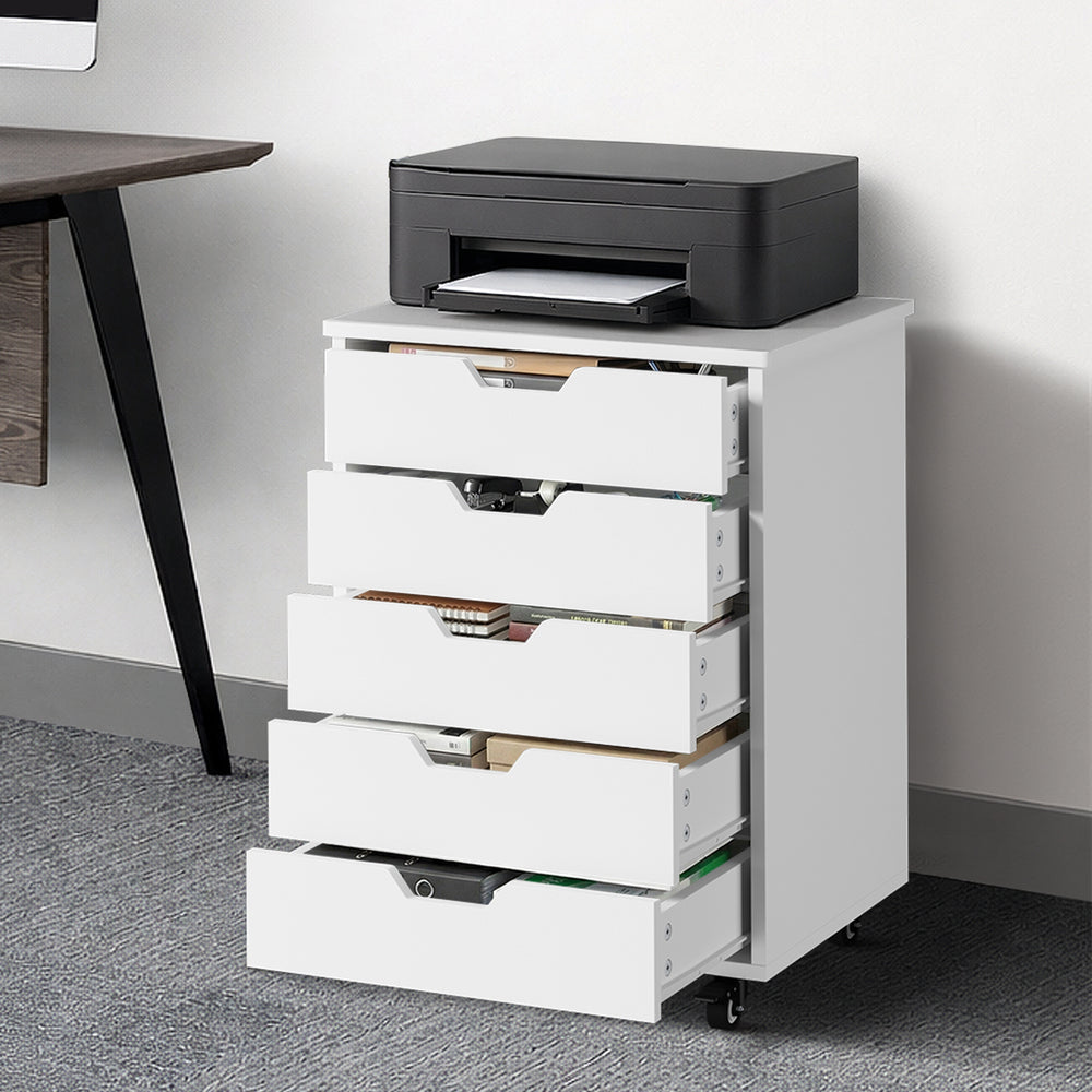 Oikiture 5 Drawer Mobile Filing Cabinet Storage Home Office White