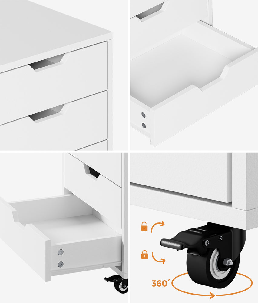 Oikiture 5 Drawer Mobile Filing Cabinet Storage Home Office White