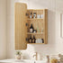 Bathroom Mirror Cabinet 3-Tier Adjustable Shelves Natural