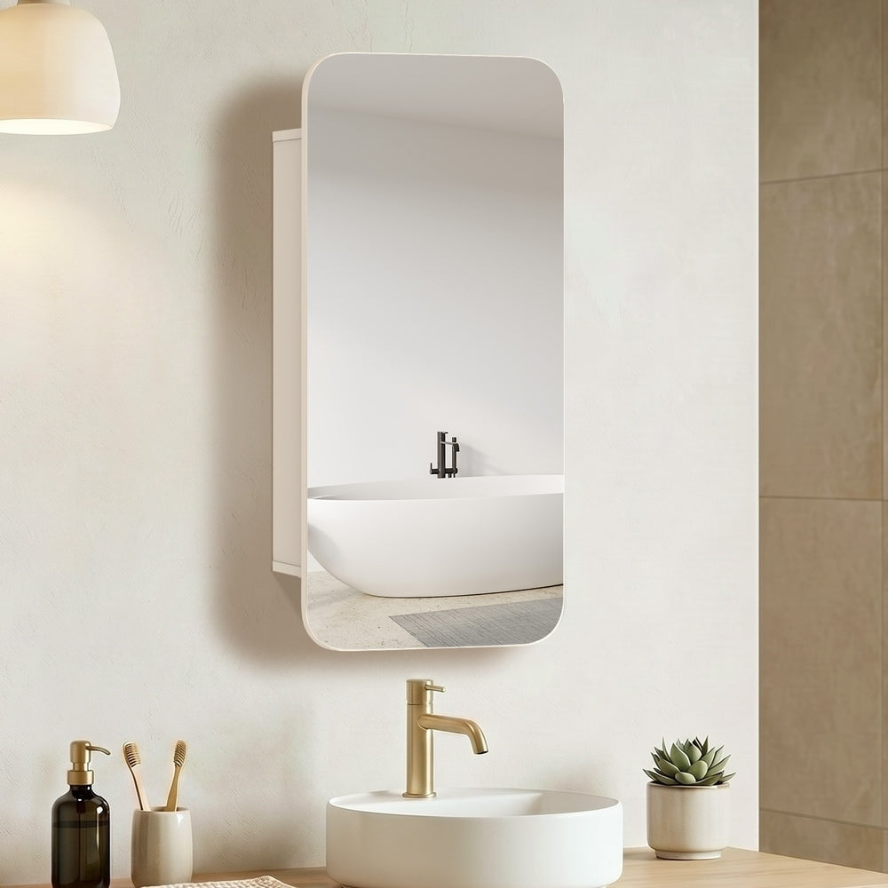 Bathroom Mirror Cabinet 3-Tier Adjustable Shelves White