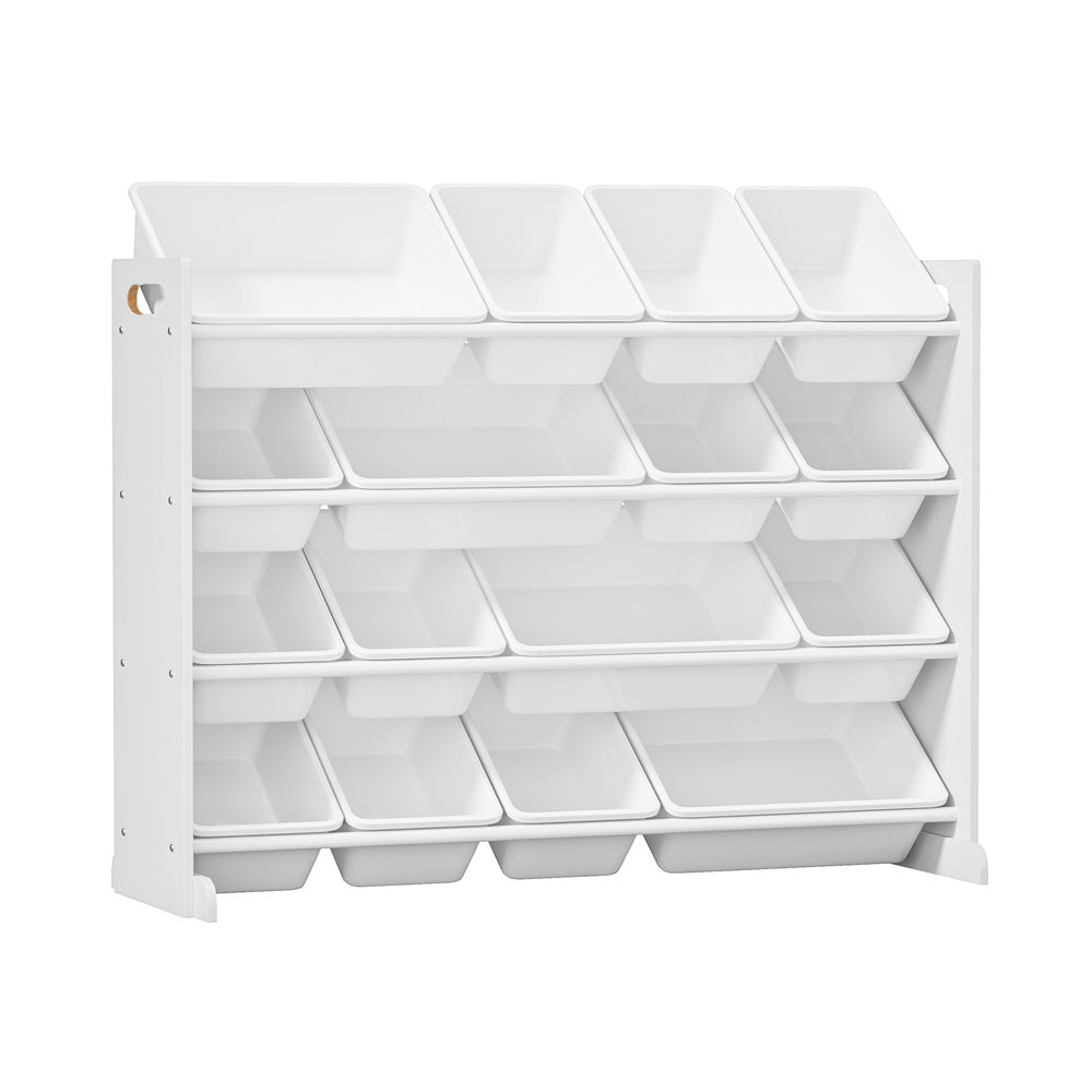 Kids Toy Box Organiser 16 Bins Shelf Removable Drawer White