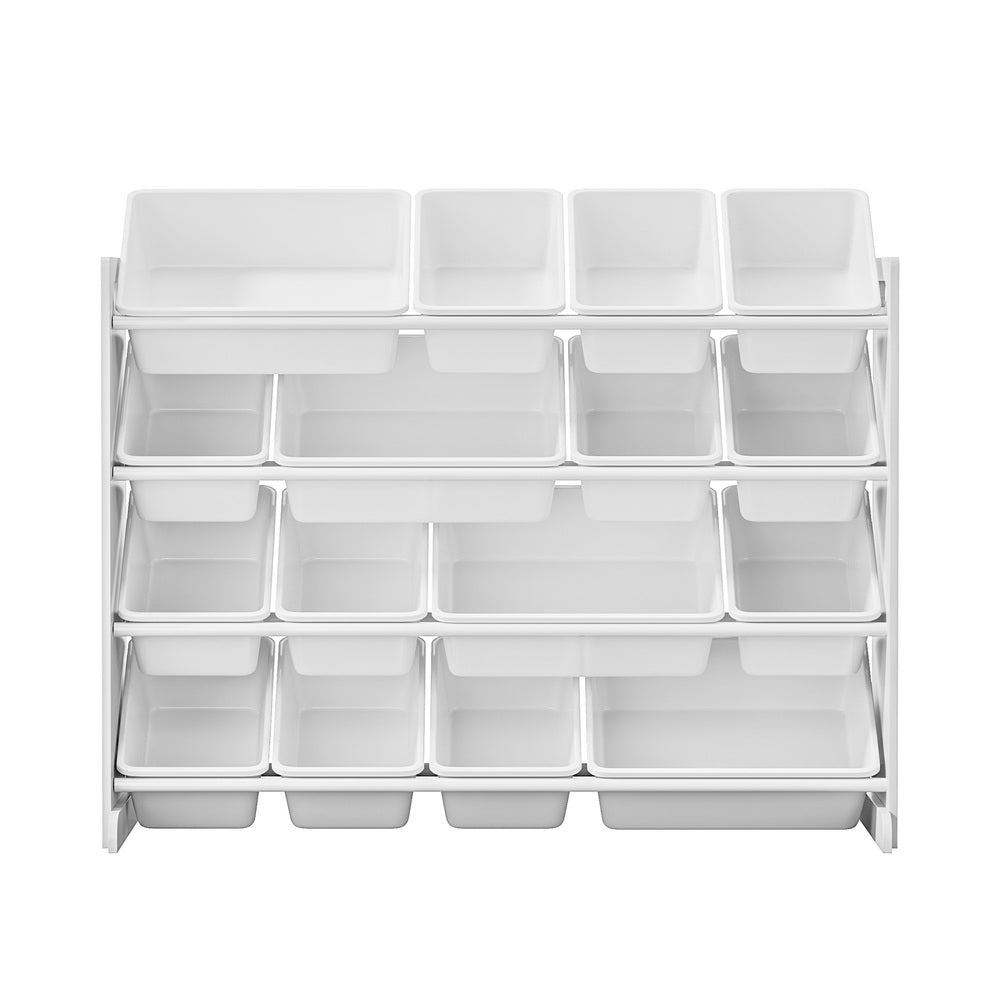 Kids Toy Box Organiser 16 Bins Shelf Removable Drawer White