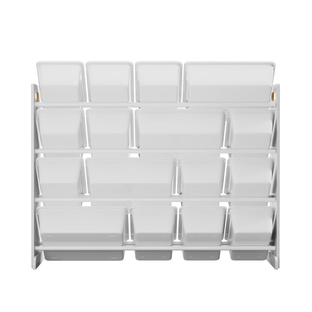 Kids Toy Box Organiser 16 Bins Shelf Removable Drawer White