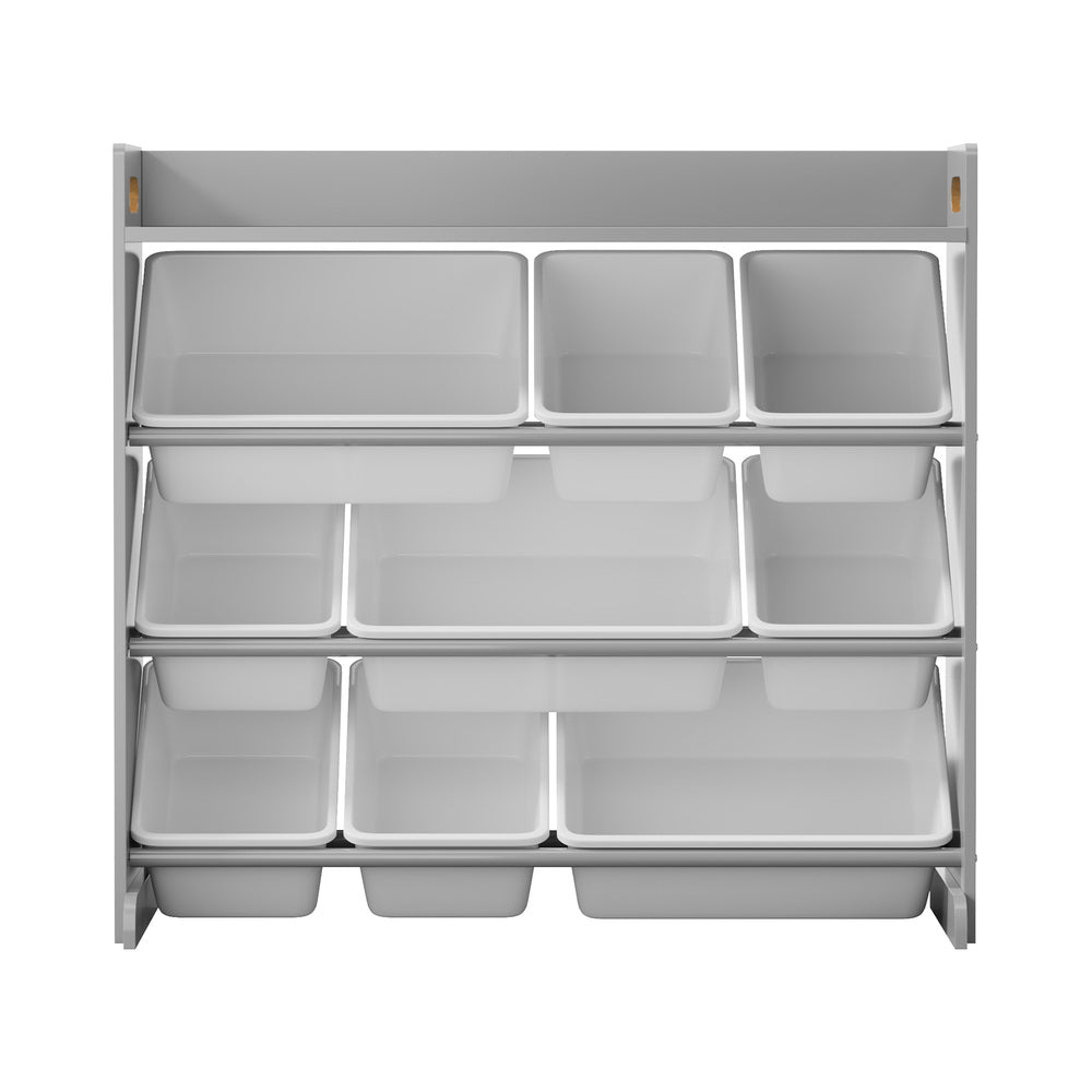 9 Bins Kids Toy Box Bookshelf Storage Organiser Shelf Grey
