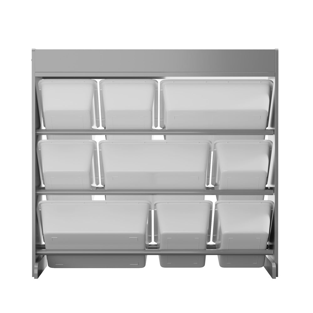 9 Bins Kids Toy Box Bookshelf Storage Organiser Shelf Grey
