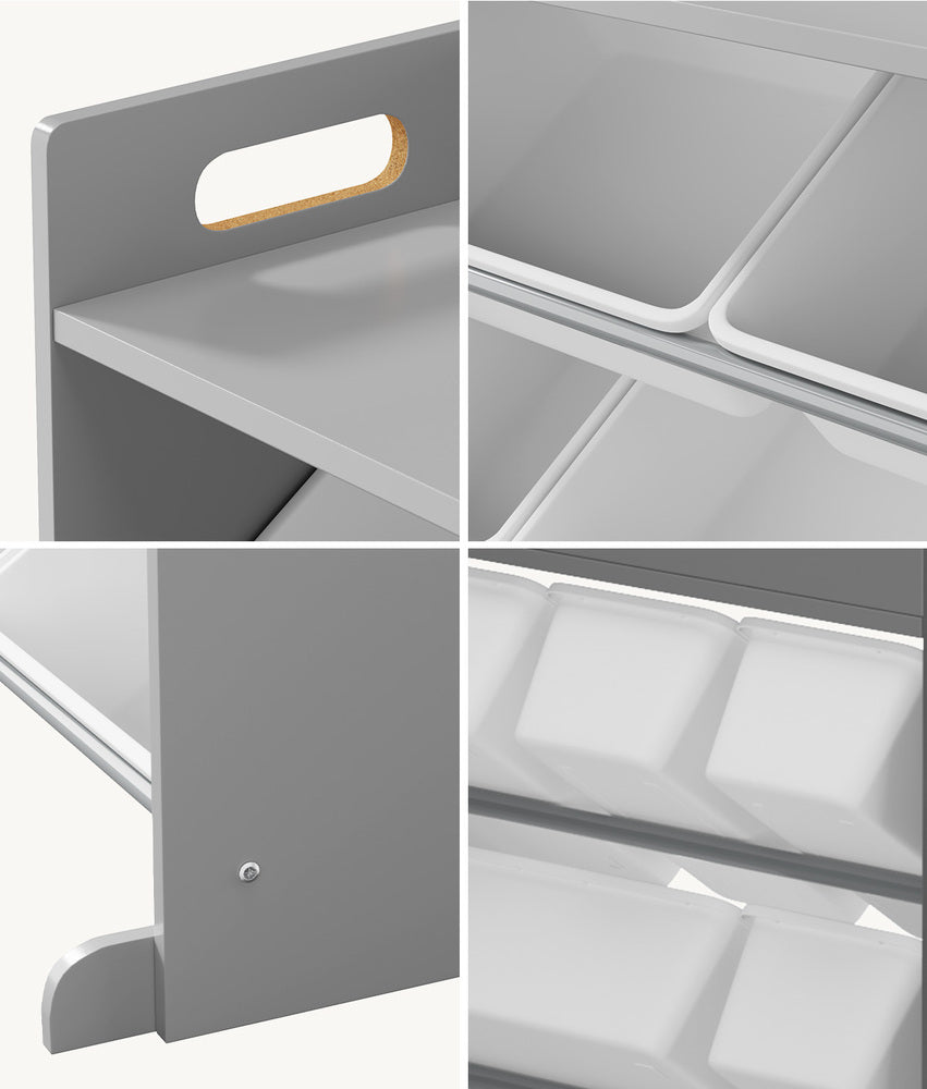 9 Bins Kids Toy Box Bookshelf Storage Organiser Shelf Grey