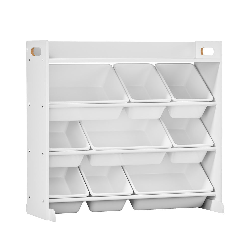 9 Bins Kids Toy Box Bookshelf Storage Organiser Shelf White