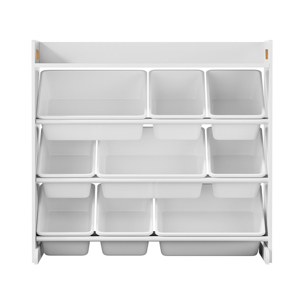 9 Bins Kids Toy Box Bookshelf Storage Organiser Shelf White