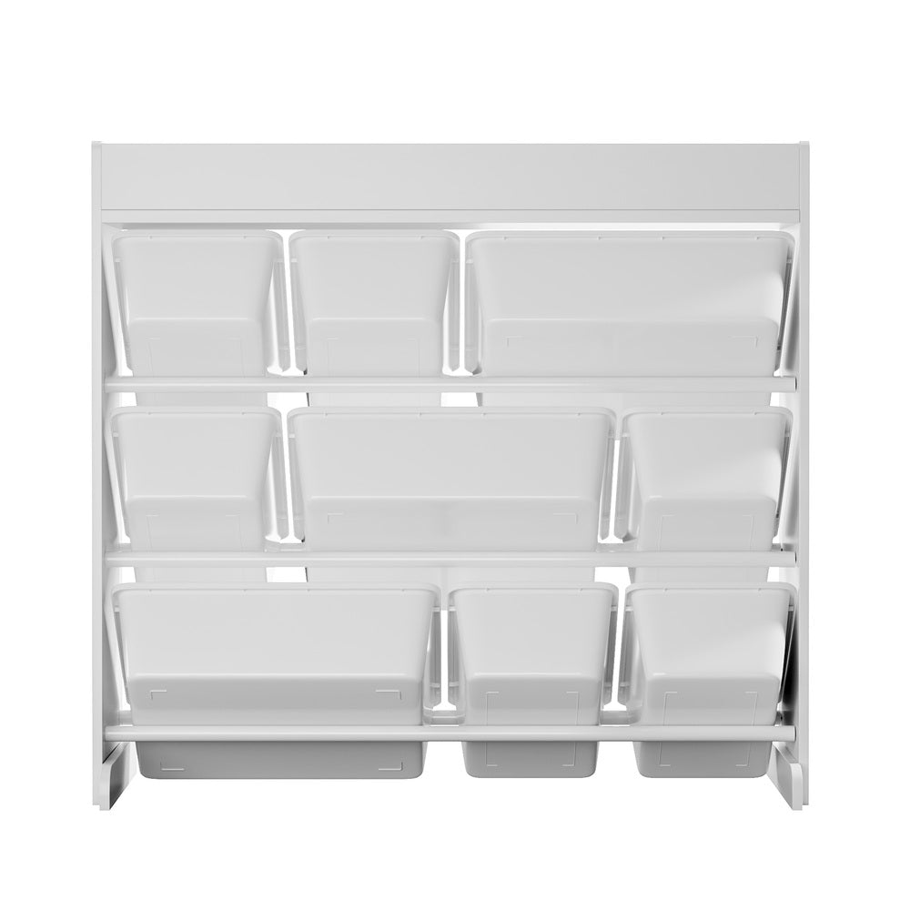 9 Bins Kids Toy Box Bookshelf Storage Organiser Shelf White