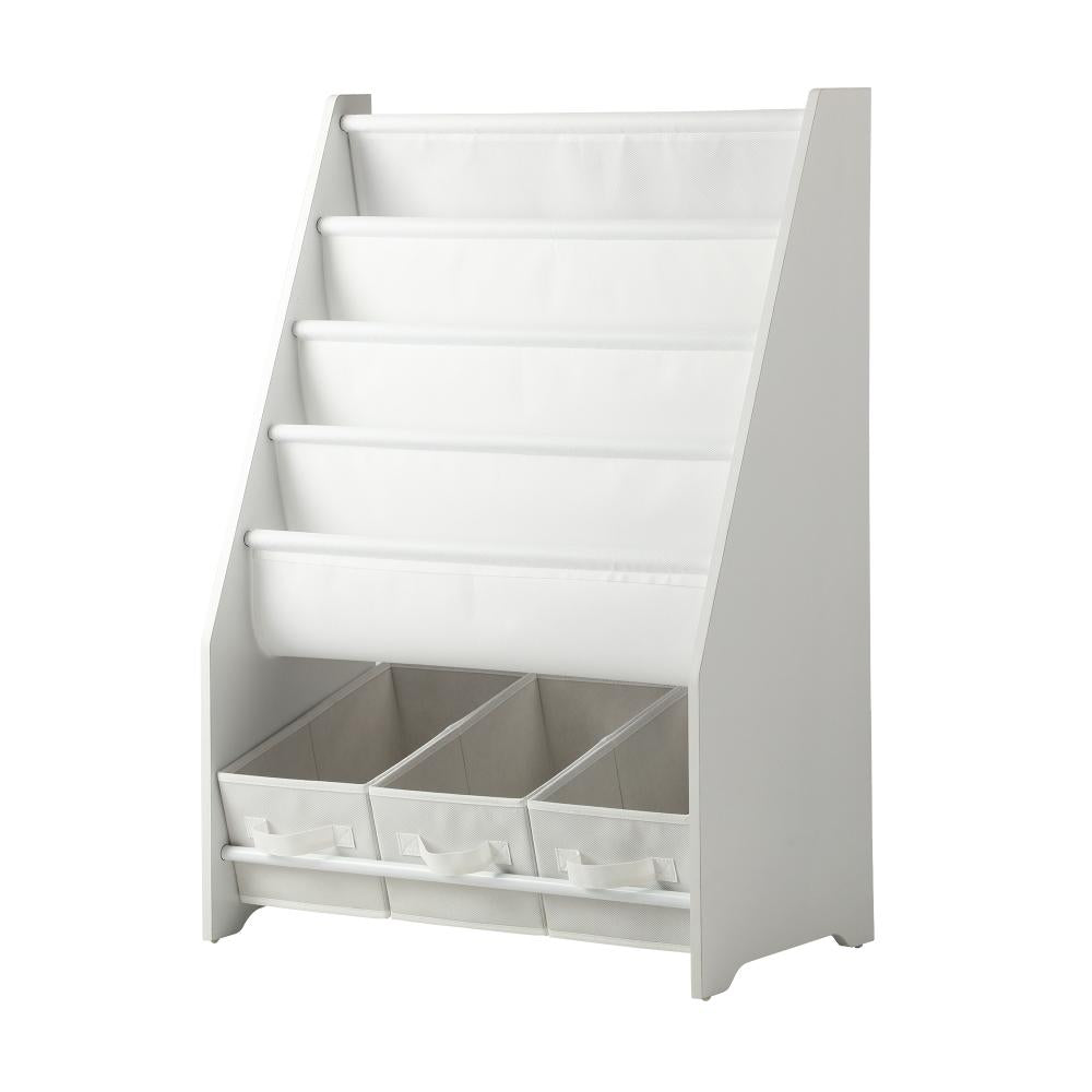 4-tier Kids Storage Rack with 3 Boxes White