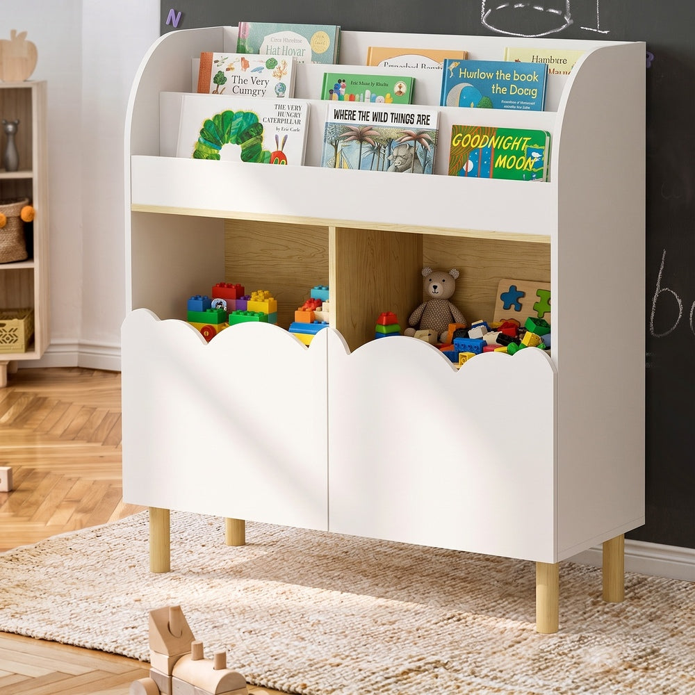 Oikiture Kids Storage Organiser Bookshelf White
